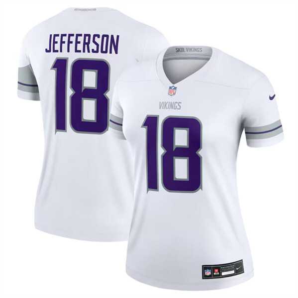 Womens Minnesota Vikings #18 Justin Jefferson White Winter Warrior Limited Football Stitched Jersey Dzhi->women nfl jersey->Women Jersey